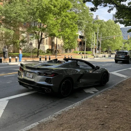 Corvette C8 convertible rear quarter - American supercar rental Atlanta