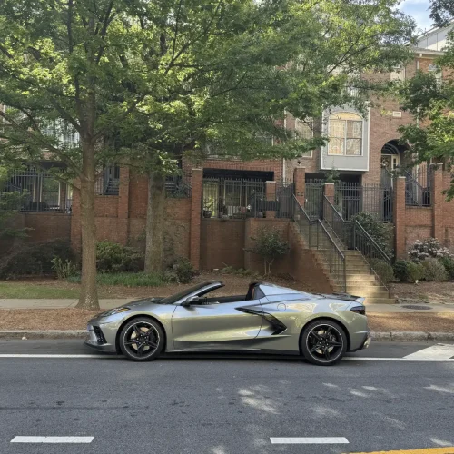 Corvette C8 convertible side profile - sports car rental Atlanta