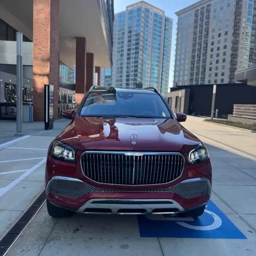 Red Maybach GLS front view - luxury SUV rental Atlanta