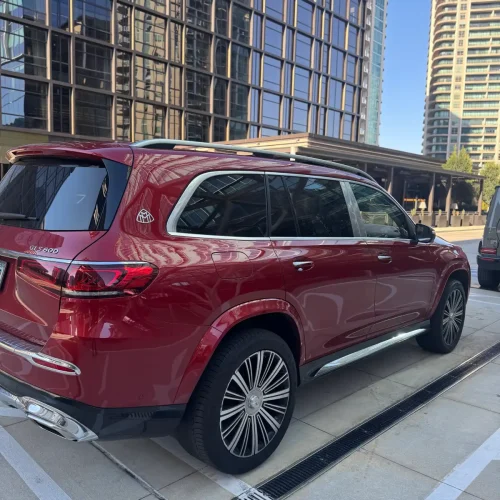 Red Maybach GLS rear quarter - Atlanta exotic rentals