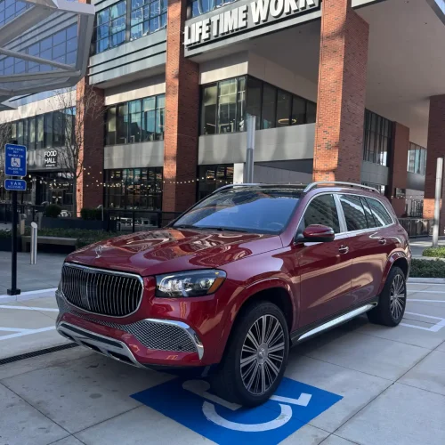 Red Maybach GLS parked in Atlanta - luxury car rental